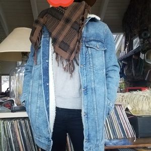 Cute oversized denim faux Sherpa jacket